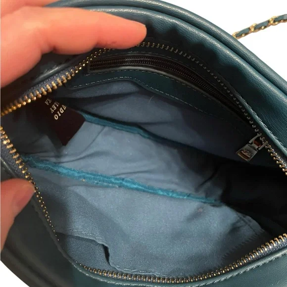 Badgley Mischka Teal & Gold Quilted Crossbody - Picture 5 of 10